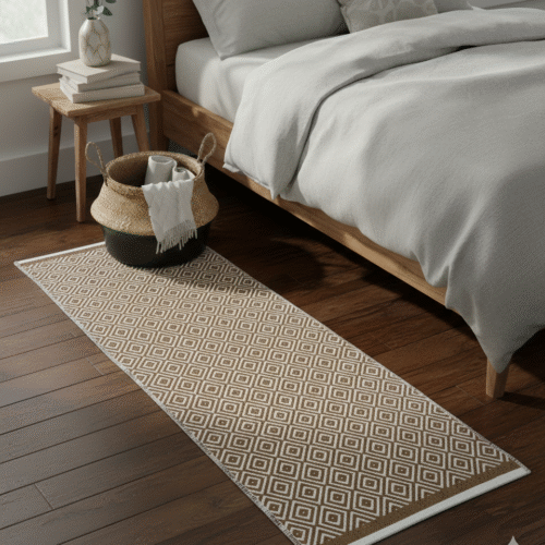 Diamond Handwoven Runner - Beige