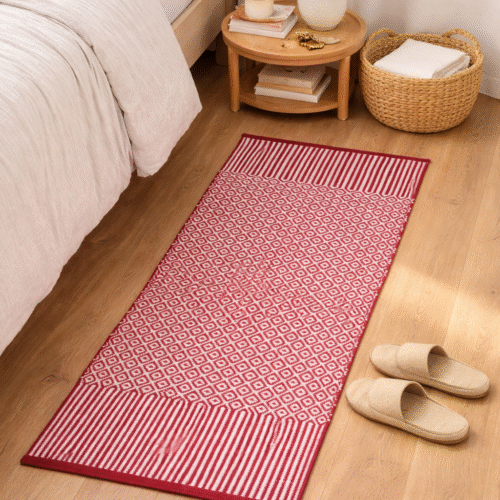 Mini Diamond Handwoven  Runner - Red