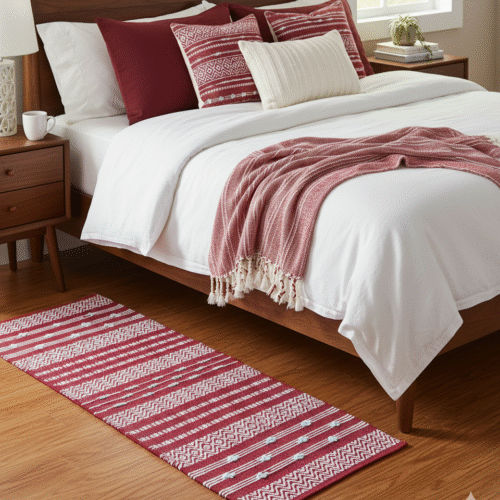 Star Stripe Handwoven  Runner - Red