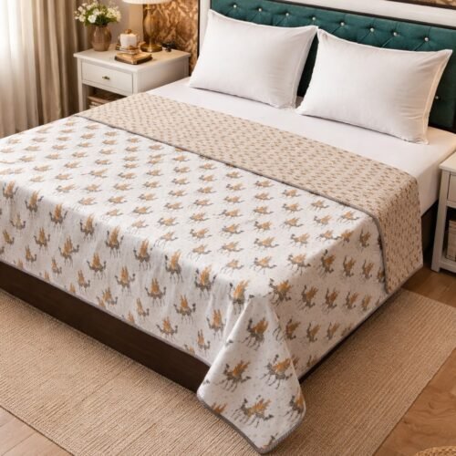 Ritual Printed Cotton Double Bed Dohar/Comforter/AC Blanket, Colour - Red & White.