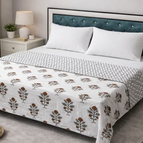Celosia Cotton Printed comforter/Dohar - Red