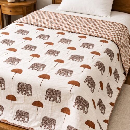 Jumbo Cotton Printed  comforter/Dohar(Single Bed)-Red