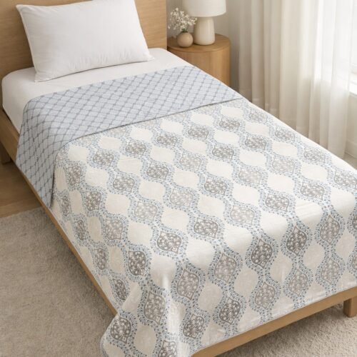 Aster Cotton Printed  comforter/Dohar-Blue