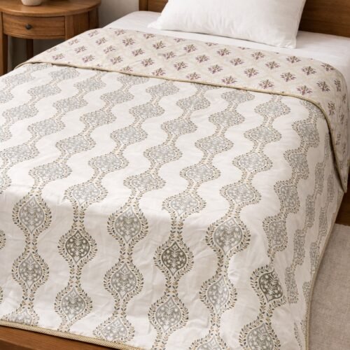 Aster Cotton Printed  comforter/Dohar-Red