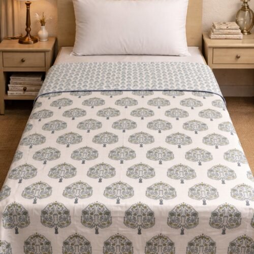 Mulberry Cotton Printed  comforter/Dohar-Blue