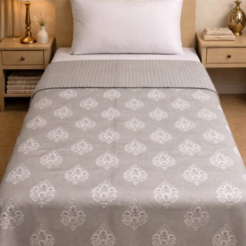 Hazel Cotton Printed  comforter/Dohar-Brown