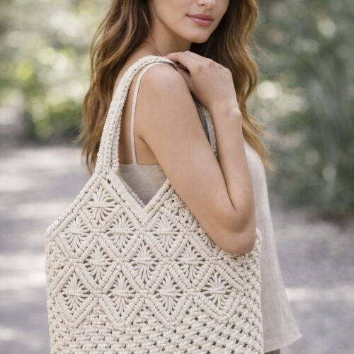 Phoenix Macrame  Shoulder Bag- Natural