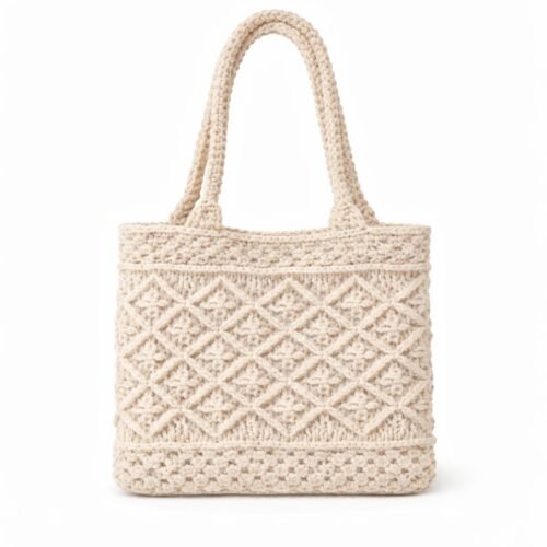 Classy Macrame  Shoulder Bag- Beige