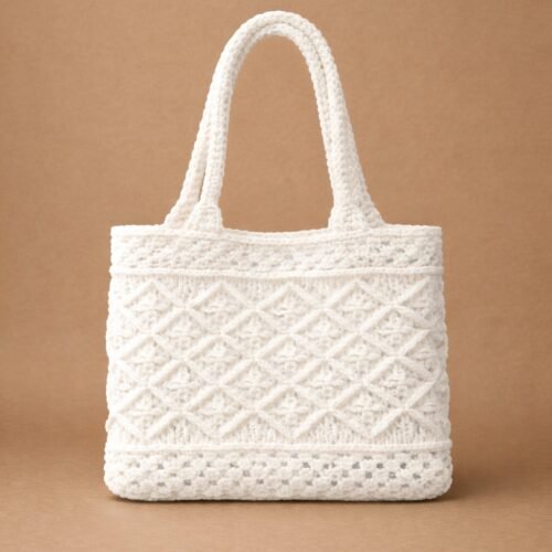 Classy Macrame Shoulder Bag-White