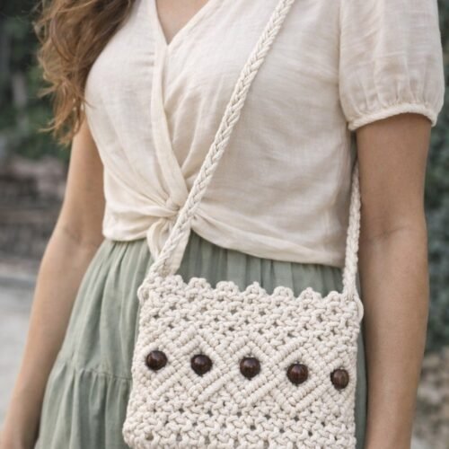 Hickory Macrame  Sling Bag