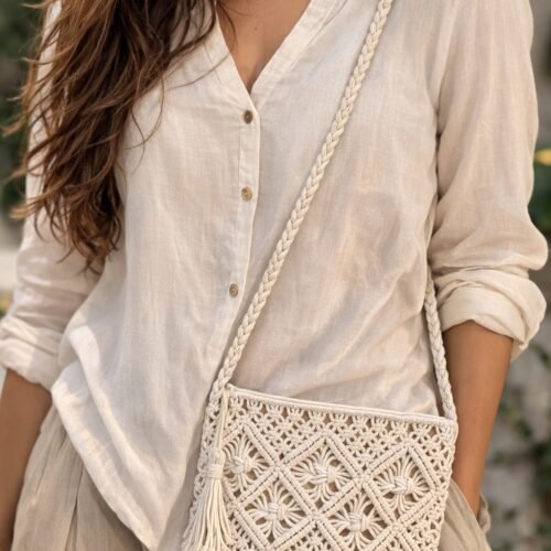 Oak Macrame  Sling Bag