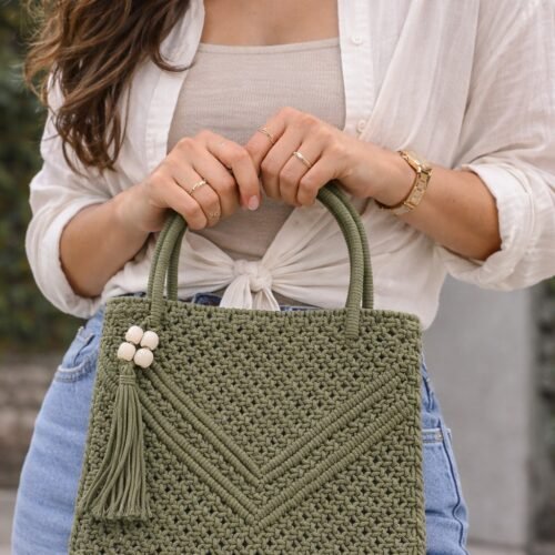 Birch Macrame Hand Bag